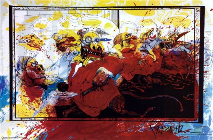 Lizard Lounge painting - Ralph Steadman Art Lizard Lounge art painting